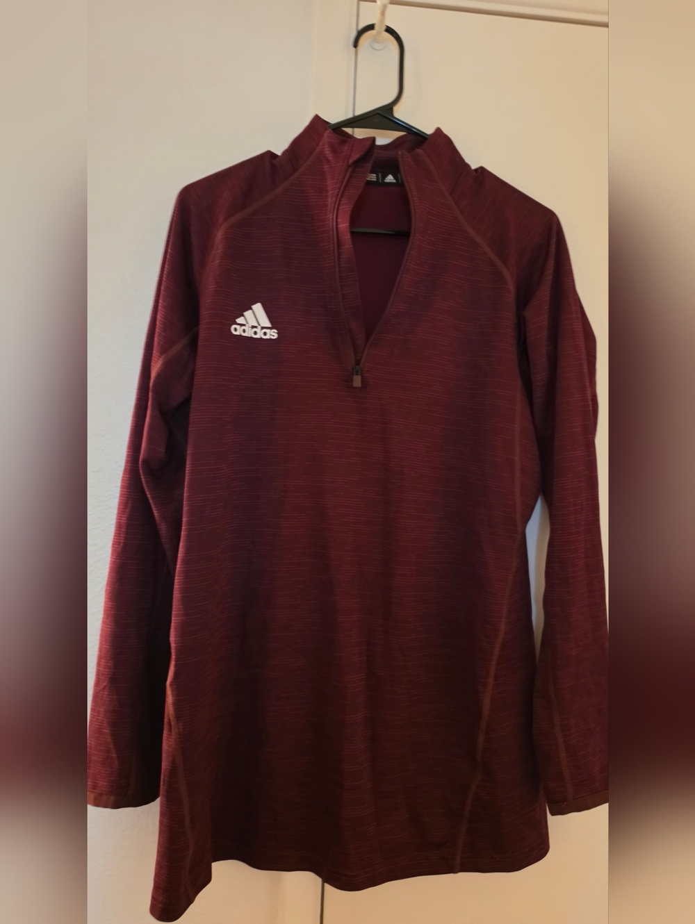 adidas Burgundy Half-Zip Athletic Pullover